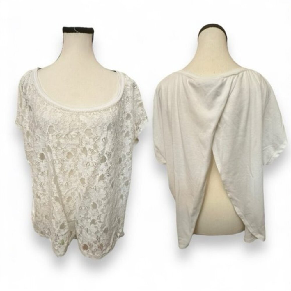 Women’s torrid 1 White Lace Front Open Wrap Back Top